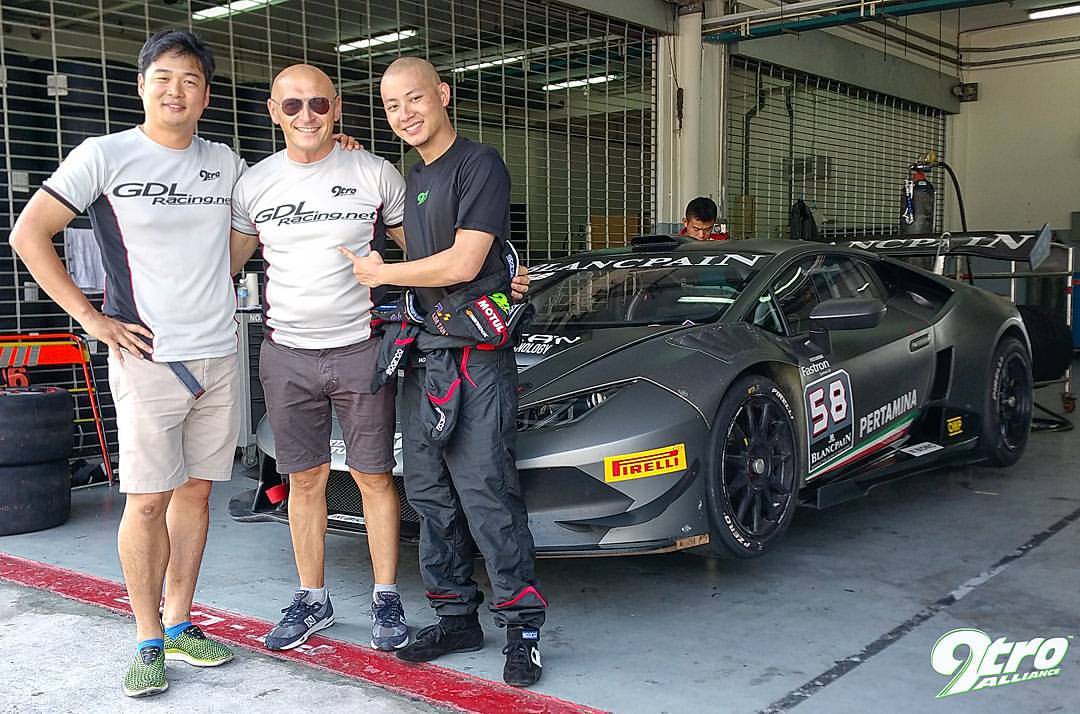 Hong Tsui - 9tro - With Lim Keong Wee and Gianluca De Lorenzi at the 2016 Lamborghini Super Trofeo Asia